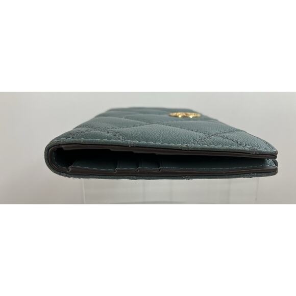 Tory Burch Teal Willa Slim Envelope Quilted Leather Wallet - Picture 3 of 11